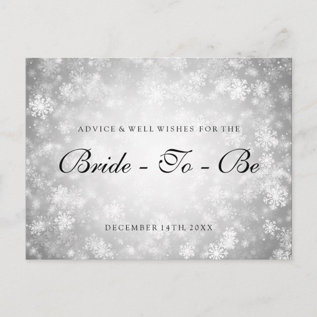 Silver Winter Wonderland Bridal Shower Advice Invitation Postcard (Front)
