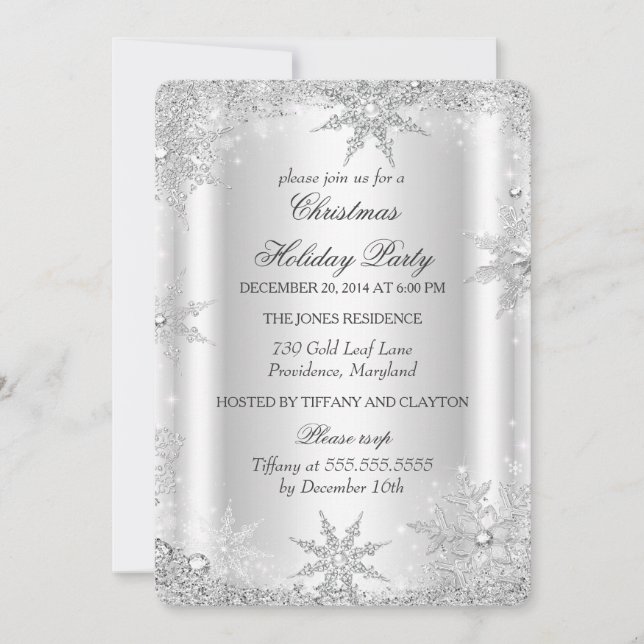 Silver Winter Wonderland Christmas Holiday Party 2 Invitation (Front)