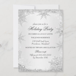 Silver Winter Wonderland Christmas Holiday Party 2 Invitation