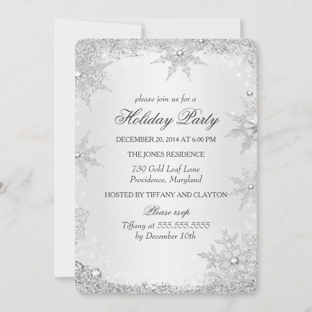 Silver Winter Wonderland Christmas Holiday Party 2 Invitation (Front)