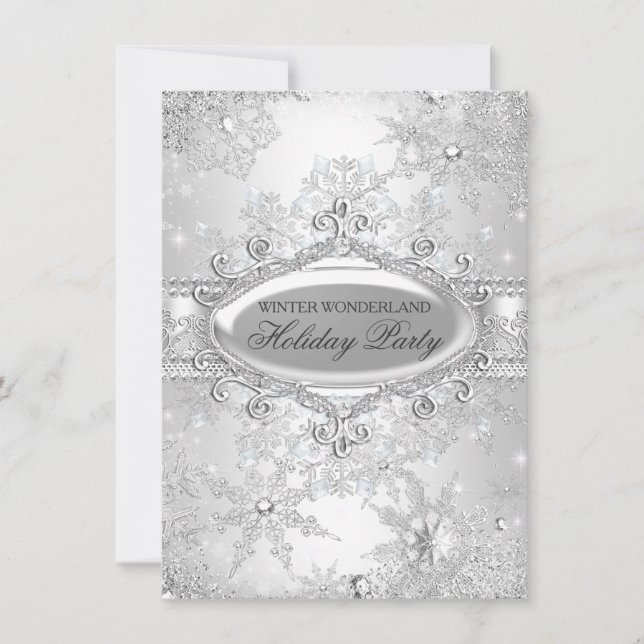 Silver Winter Wonderland Christmas Holiday Party Invitation (Front)
