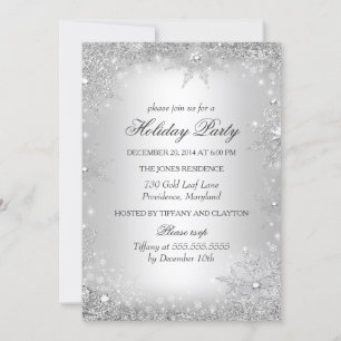 Silver Winter Wonderland Christmas Holiday Party Invitation