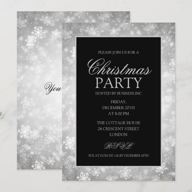 Silver Winter Wonderland Christmas Holiday Party Invitation (Front/Back)