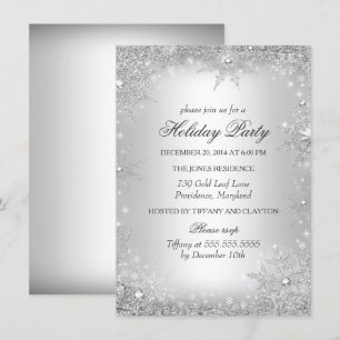 Silver Winter Wonderland Christmas Holiday Party Invitation