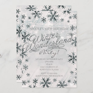 Silver Winter Wonderland Snowflakes Invitation