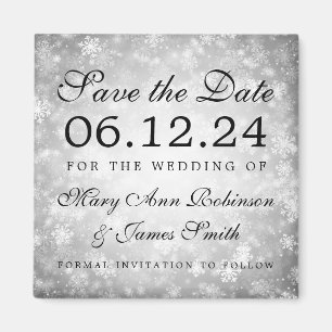 Silver Winter Wonderland Winter Save The Date Magnet