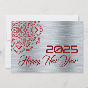 Silver wish card New Year with mandala