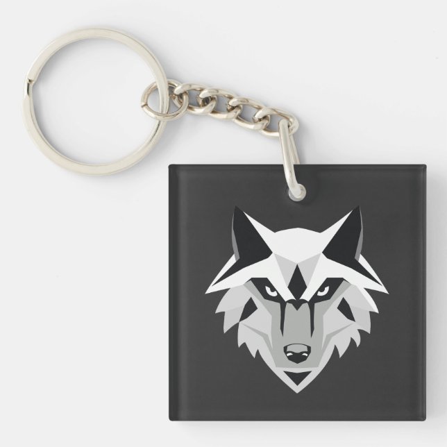 silver wolf head key ring (Front)