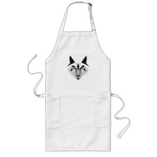 silver wolf head long apron