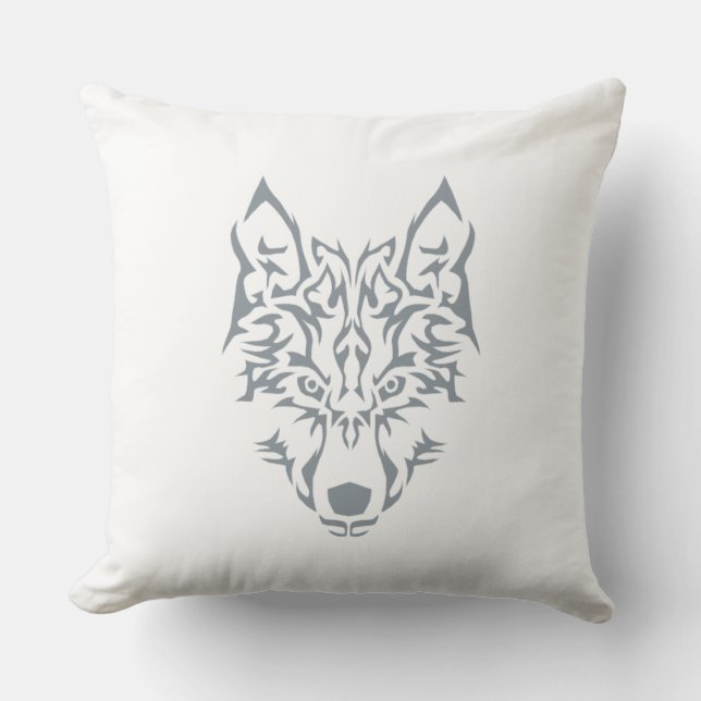 Silver Wolf Spirit Animal Cushion (Front)