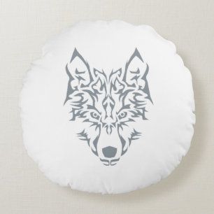 Silver Wolf Spirit Animal Round Cushion
