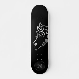 Silver Wolf Tribal Monogram Skateboard