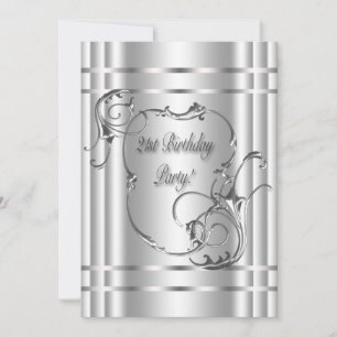 Silver Womans 21st Birthday Party Invitation