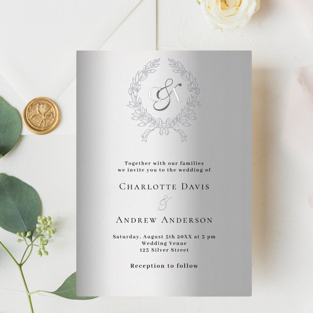 Silver wreath monogram wedding (Creator Uploaded)
