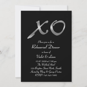 Silver XO's Rehearsal Dinner Invitation