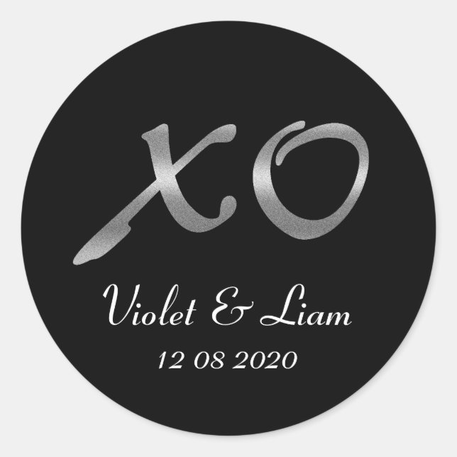 Silver XO's Wedding Sticker (Front)