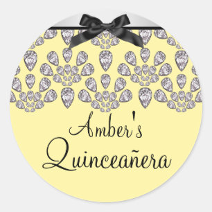 Silver/Yellow Forever Diamonds Quinceañera Sticker