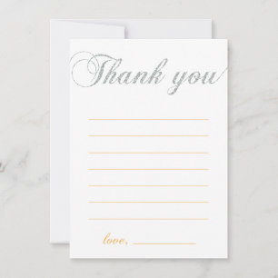 Silver & Yellow Modern Girl Party Thank You Note Card