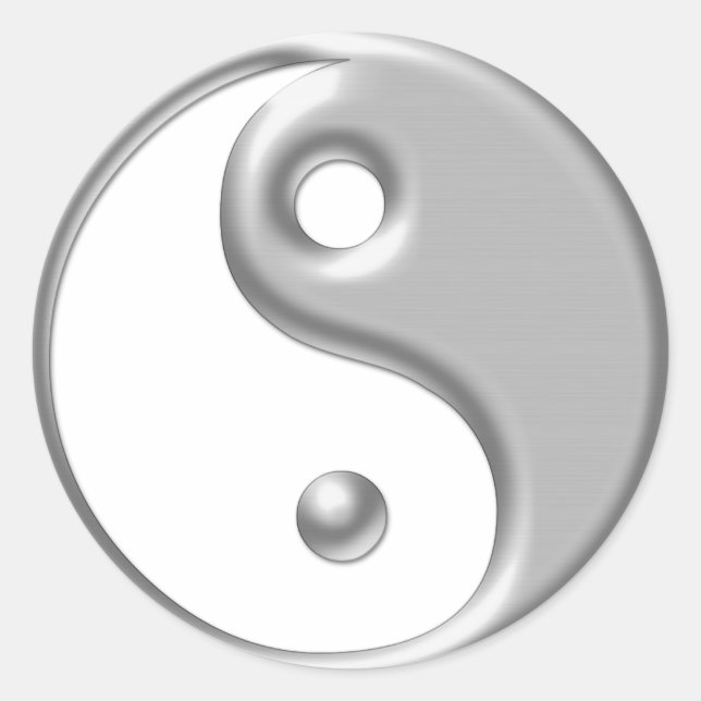 Silver Ying Yang Classic Round Sticker (Front)