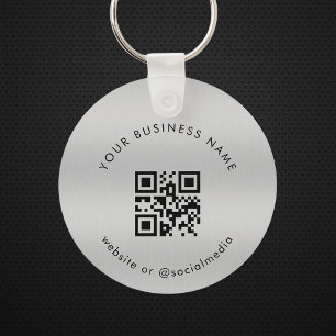 Silver   Your Custom Business Qr Code Scan Key Ring