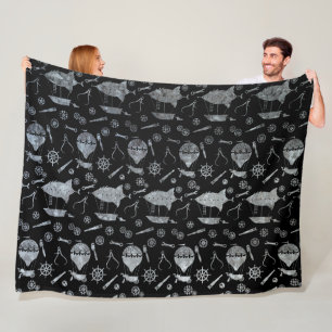 Silver Zinc Steampunk Airship Theme Fleece Blanket