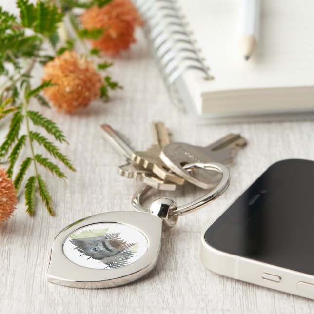 Silverback Emerging from the Trees Key Ring (Side)