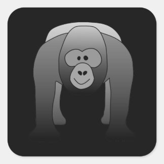 Silverback Gorilla Cartoon Square Sticker