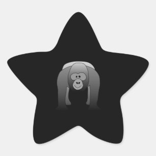 Silverback Gorilla Cartoon Star Sticker