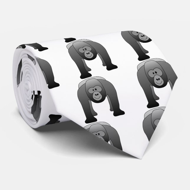 Silverback Gorilla Cartoon Tie (Rolled)