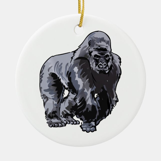 Silverback Gorilla Ceramic Tree Decoration (Front)
