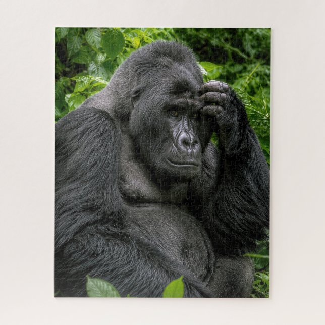 Silverback Gorilla Deep In Thought Jigsaw Puzzle (Vertical)