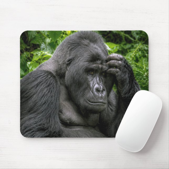 Silverback Gorilla Deep In Thought Mouse Mat (With Mouse)