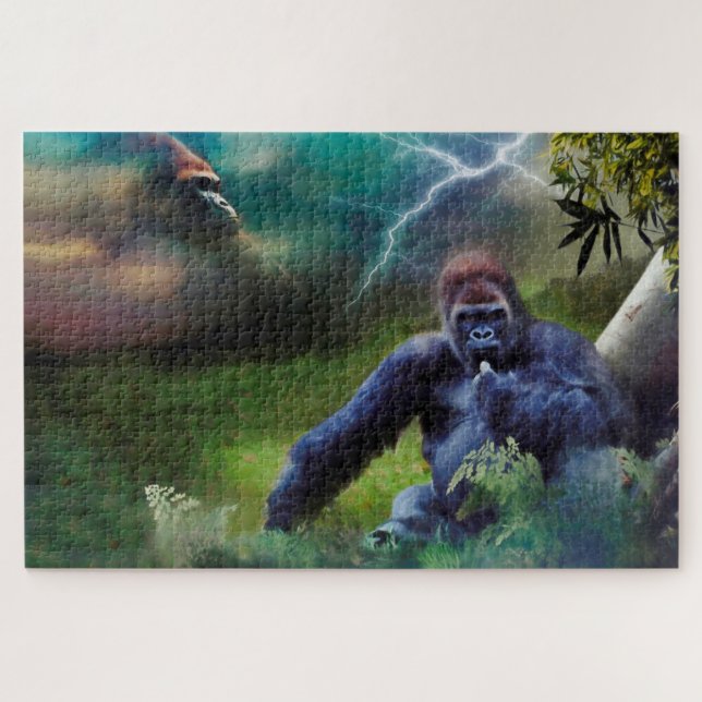 SILVERBACK GORILLA JUNGLE ENLIGHTENMENT JIGSAW PUZZLE (Horizontal)