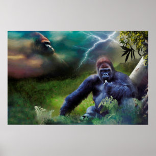 SILVERBACK GORILLA  JUNGLE ENLIGHTENMENT POSTER