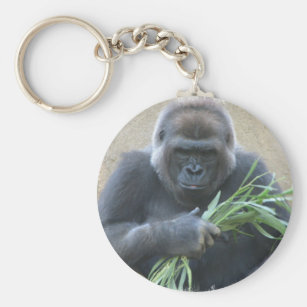 GORILLA APE SILVERBACK KEYRING ZOO ANIMAL JUNGLE Keychain Key Fob Steel Gift 