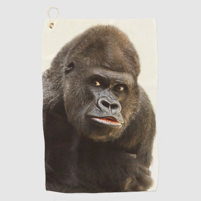 Silverback gorilla portrait golf towel (Front)