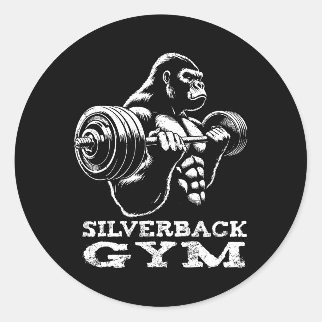 Silverback Gym Gorilla Weightlifting Workout Fitne Classic Round Sticker (Front)