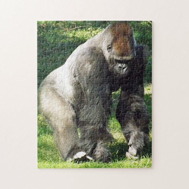 Silverback Male Lowland Gorilla Standing Up Jigsaw Puzzle (Vertical)