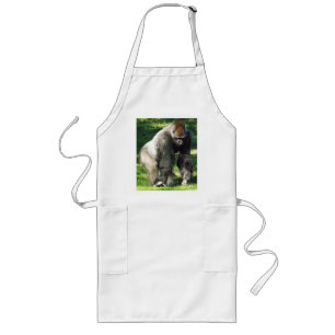 Silverback Male Lowland Gorilla Standing Up Long Apron