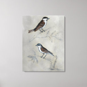 Silvered Aviary   A Pair Of Birds Canvas Print