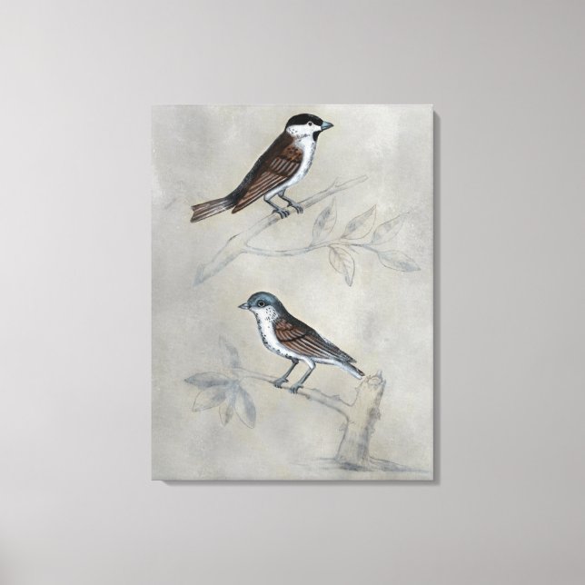 Silvered Aviary | A Pair Of Birds Canvas Print (Front)