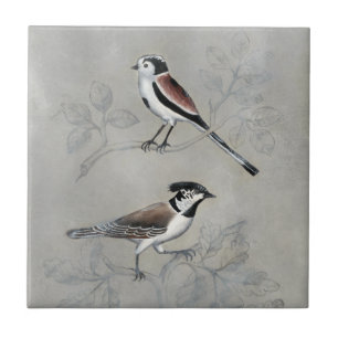Silvered Aviary   A Pair Tile