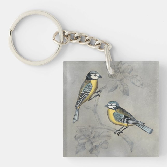 Silvered Aviary | Bird Couple Key Ring (Front)