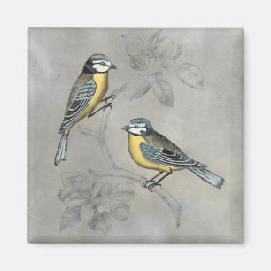 Silvered Aviary   Bird Couple Magnet