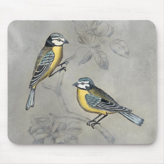 Silvered Aviary | Bird Couple Mouse Mat (Front)