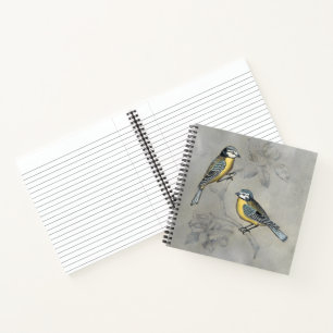 Silvered Aviary Bird Couple Notebook