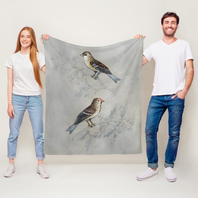 Silvered Aviary | Two Birds Fleece Blanket (In Situ)