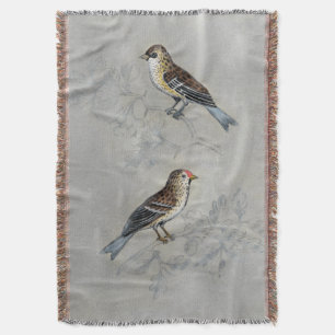 Silvered Aviary   Two Birds Throw Blanket