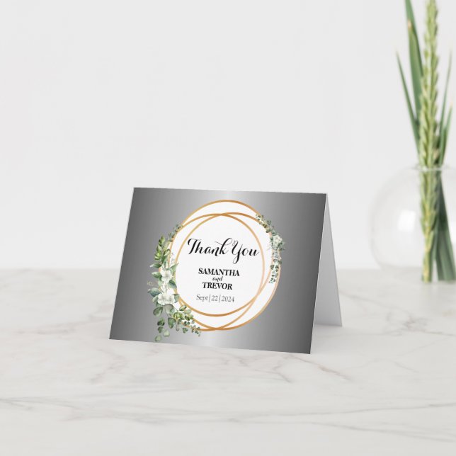 Silvered Sprigs: Personalised Botanical Thank You (Front)