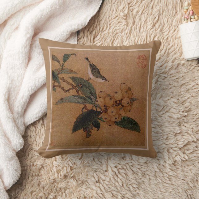 Silvereye bird and loquats cushion (Blanket)